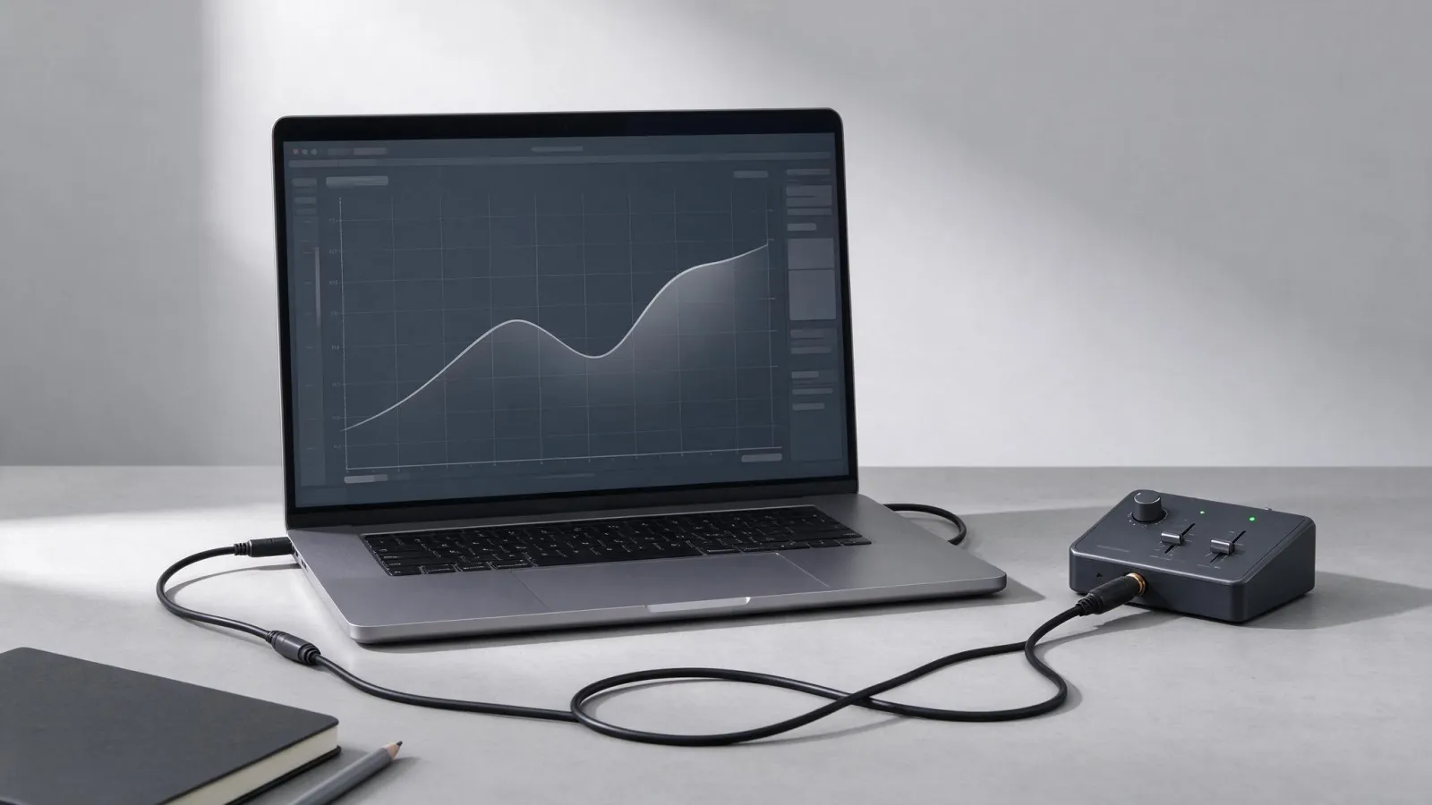 Ảnh minh hoạ EQ âm thanh (equalizer): đường cong EQ với bộ lọc high-pass ở 80 Hz, một điểm giảm nhẹ ở 300 Hz và một điểm tăng nhẹ ở 3 kHz