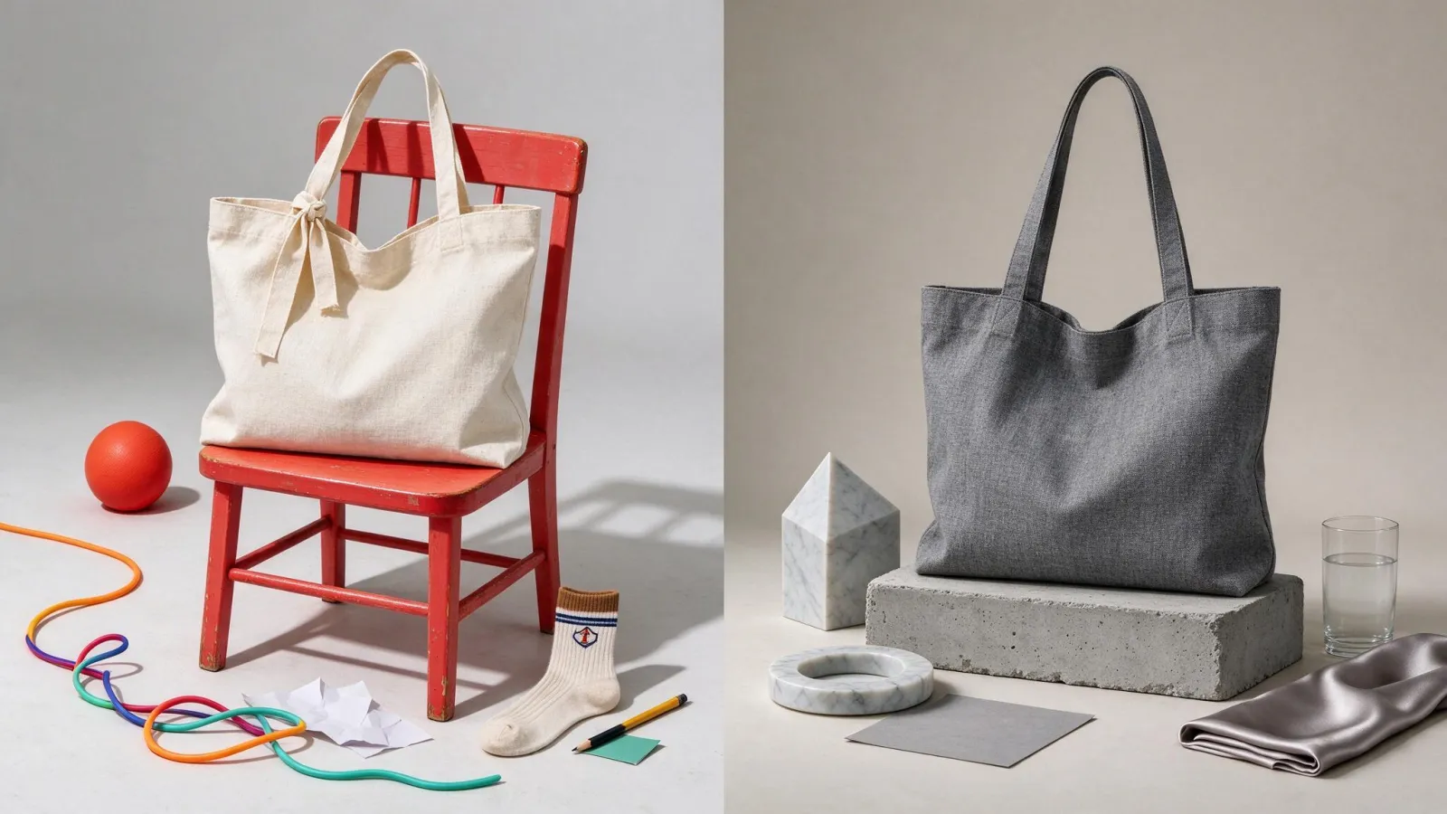 Ảnh minh hoạ Tính cách thương hiệu (brand personality): hai moodboard nhỏ cho hai tính cách khác nhau (tinh nghịch và sang trọng) cùng một loại sản phẩm