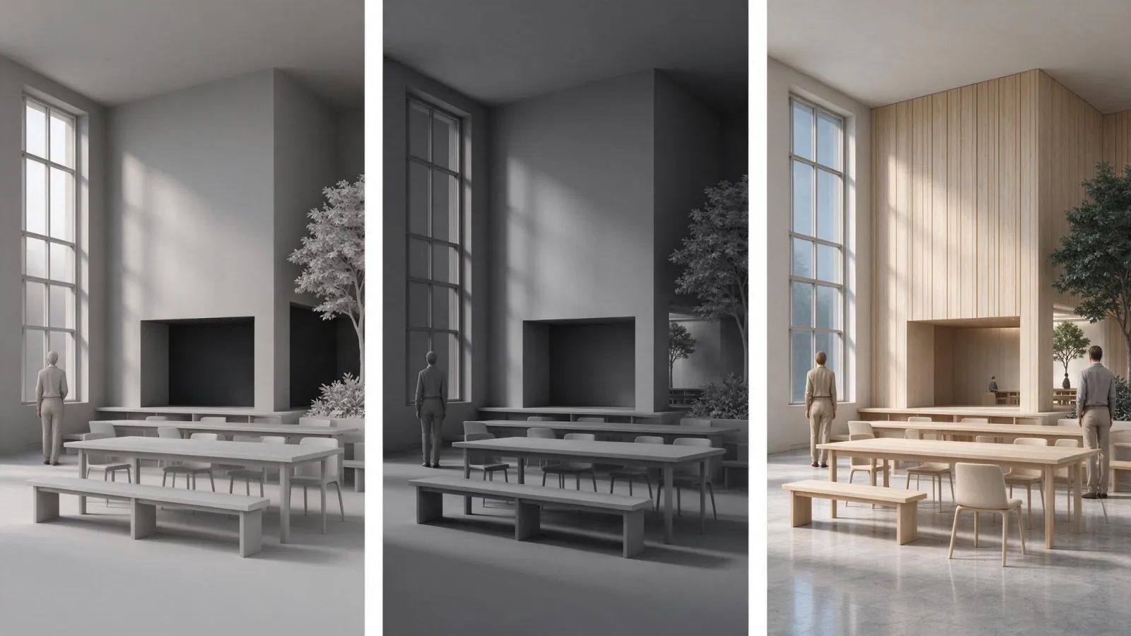 Ảnh minh hoạ Thiết kế bối cảnh (environment design): một bối cảnh qua ba bước: khối 3D đơn giản, value study, bản vẽ màu hoàn chỉnh