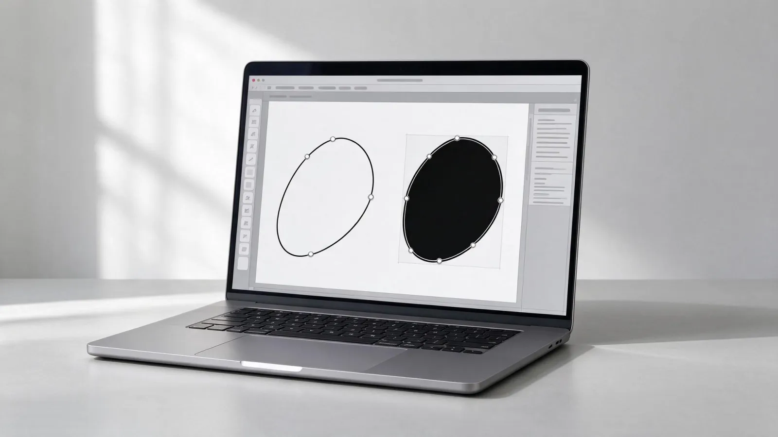 Ảnh minh hoạ Expand và Outline Stroke (Illustrator): một đường nét trước và sau Outline Stroke ở chế độ outline, và chữ trước và sau Create Outlines