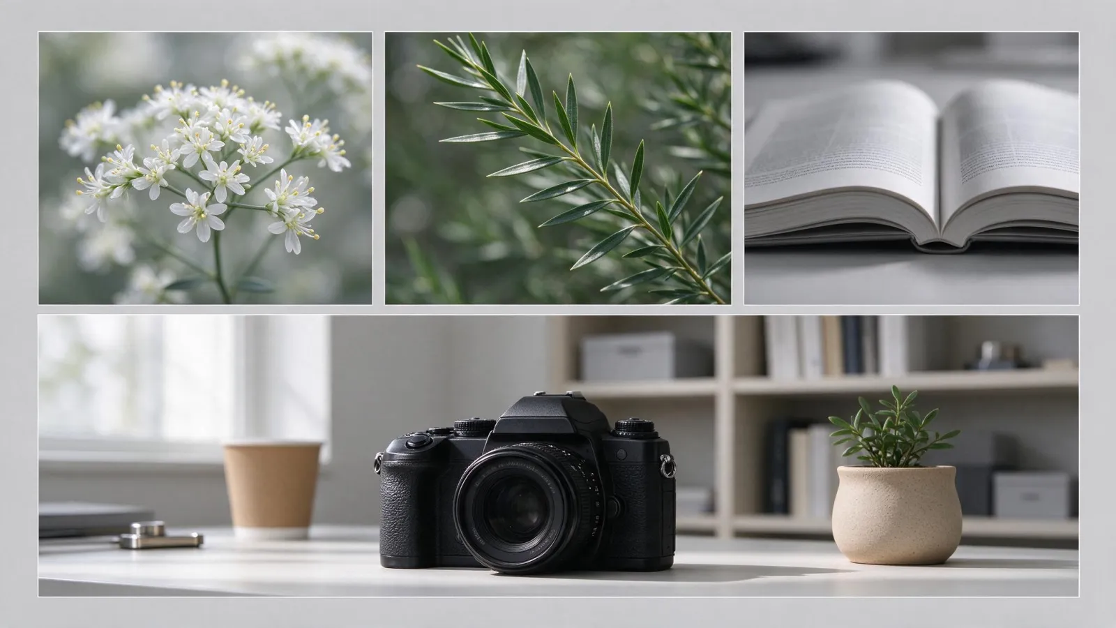 Ảnh minh hoạ Ghép lấy nét (focus stacking): ba ảnh macro nét ở ba vùng khác nhau và ảnh ghép nét toàn bộ