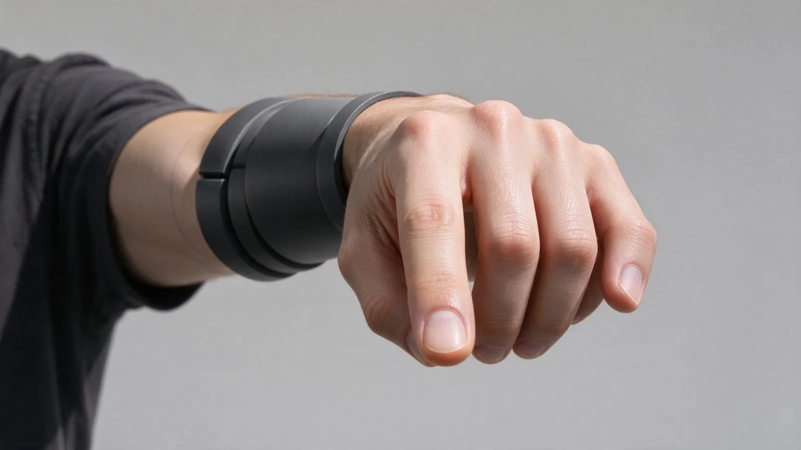 Ảnh minh hoạ Luật xa gần rút ngắn (foreshortening): một cánh tay chỉ thẳng vào người xem vẽ bằng khối trụ chồng nhau và bản hoàn chỉnh