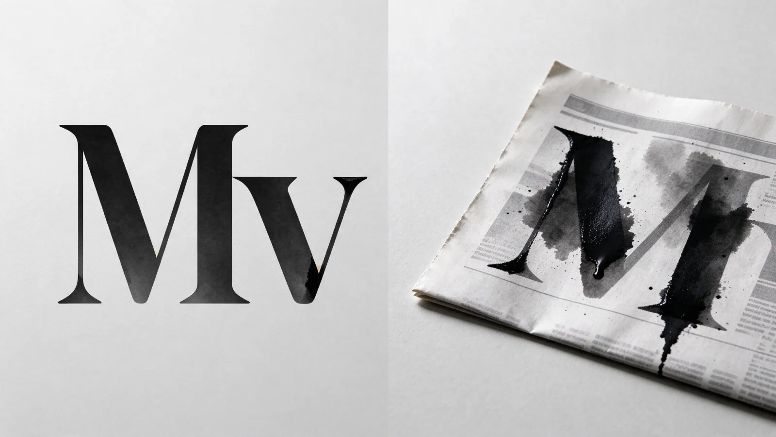 Ảnh minh hoạ Bẫy mực (ink trap): chữ 'M' và 'v' phóng to của một font có ink trap, khoanh các góc khuyết