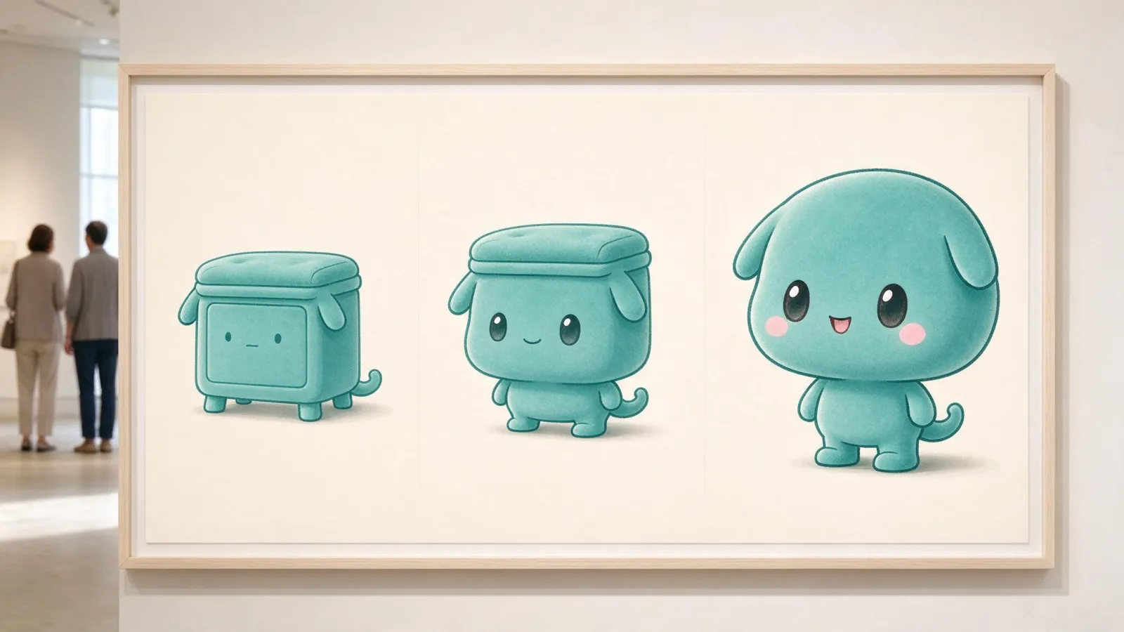 Ảnh minh hoạ Phong cách Kawaii: một mascot đồ vật được biến thành phong cách kawaii qua ba bước điều chỉnh tỉ lệ