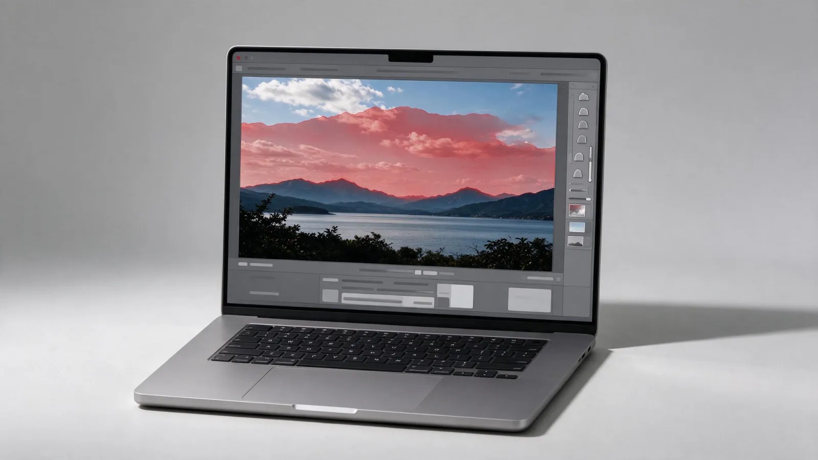 Ảnh minh hoạ Masking trong Lightroom (mask AI): ảnh chụp màn hình panel Masking với lớp phủ đỏ trên bầu trời đã được Select Sky chọn, và danh sách các công cụ mask