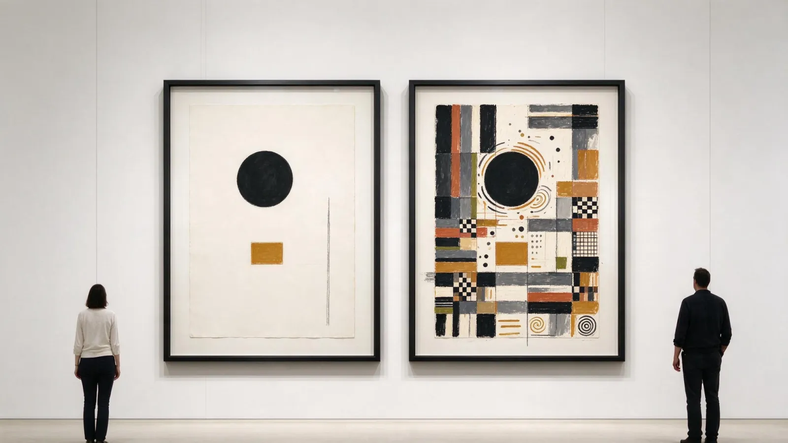 Ảnh minh hoạ Maximalism (chủ nghĩa tối đa): hai poster cùng nội dung, một bản minimalism và một bản maximalism, đặt cạnh nhau