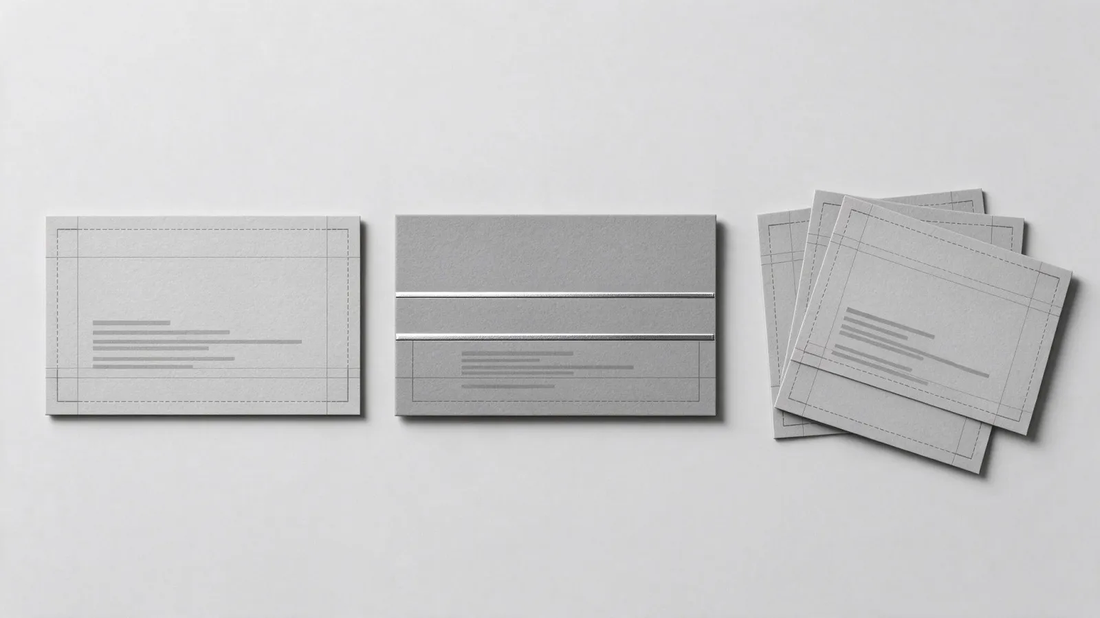 Ảnh minh hoạ Name card (danh thiếp): mặt trước và sau một danh thiếp với đường lề tràn, đường xén và lề an toàn được vẽ ra