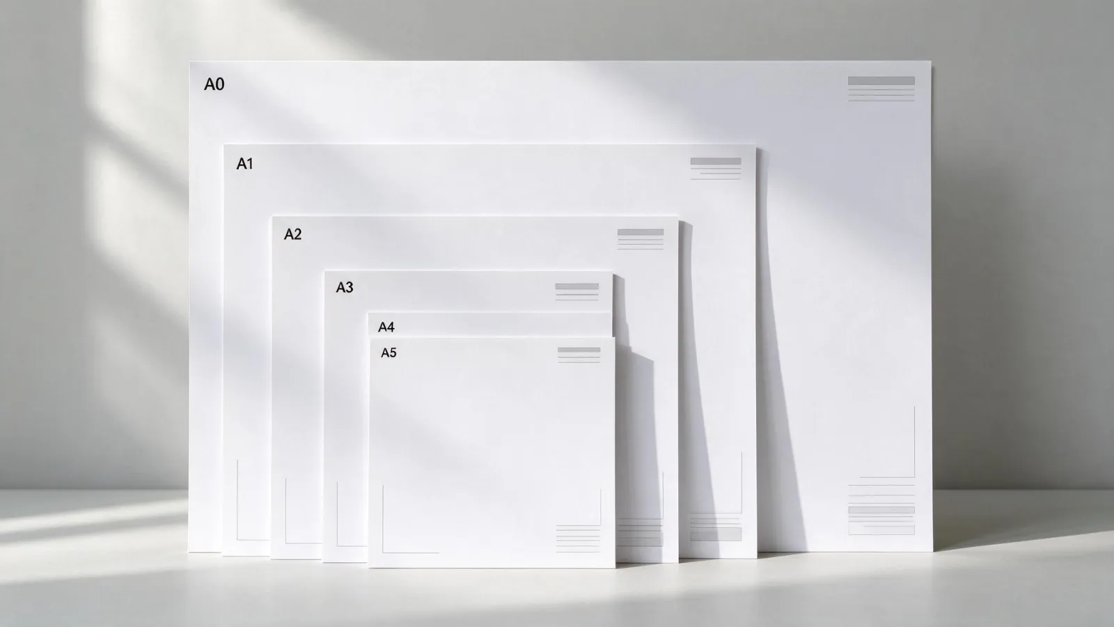 Ảnh minh hoạ Khổ giấy (A4, A3, A5…): sơ đồ chia khổ A0 thành A1, A2, A3, A4, A5 lồng nhau, ghi kích thước mm
