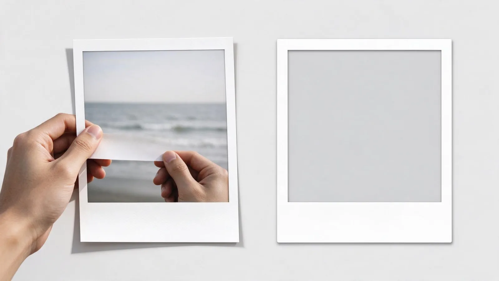 Ảnh minh hoạ Polaroid: một ảnh Polaroid thật (ảnh tự chụp, không người lạ) và một khung Polaroid dùng trong thiết kế số