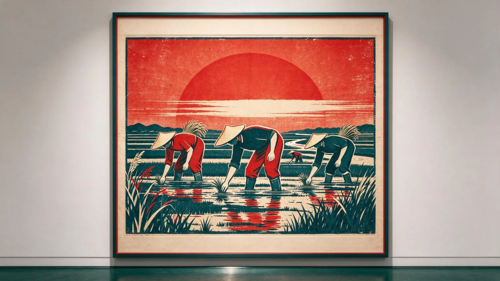 Ảnh minh hoạ Tranh cổ động (propaganda poster): tranh cổ động phong cách cổ điển: người trồng lúa dưới mặt trời
