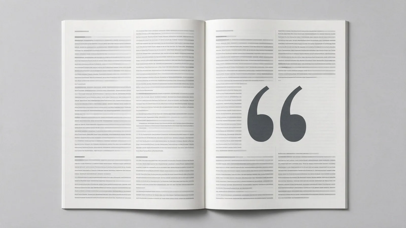 Ảnh minh hoạ Trích dẫn nổi bật (pull quote): một trang bài viết có pull quote cỡ lớn giữa hai cột chữ, so với cùng trang không có pull quote