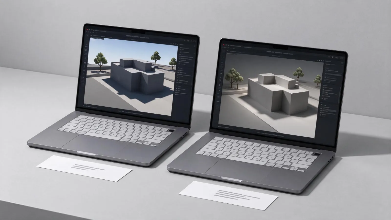 Ảnh minh hoạ Render thời gian thực (real-time rendering): so sánh một cảnh trong game engine thời gian thực và render dò tia offline, ghi số khung hình