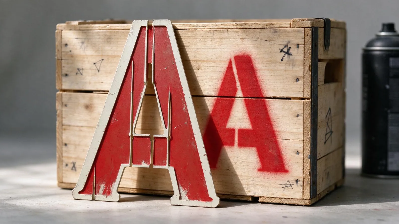 Ảnh minh hoạ Chữ khuôn (stencil font): từ 'CARGO' ở font stencil phóng to với các cầu nối khoanh màu
