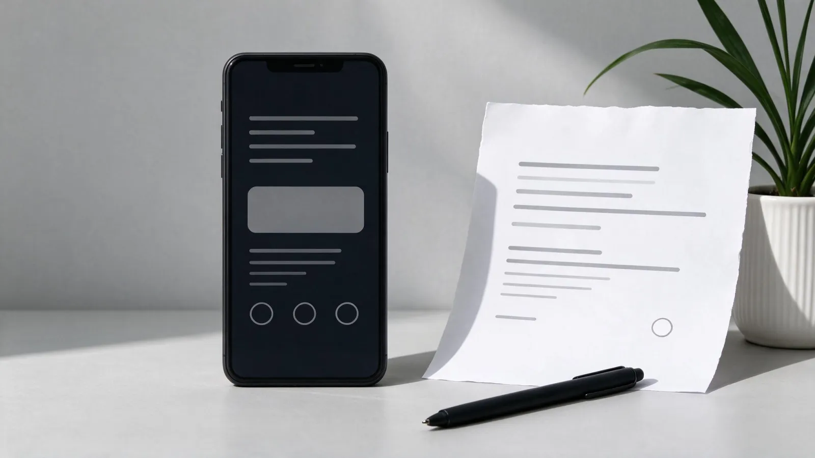Ảnh minh hoạ Khảo sát người dùng (survey): một câu hỏi khảo sát dẫn dắt và phiên bản viết lại trung lập, kèm form khảo sát trên điện thoại