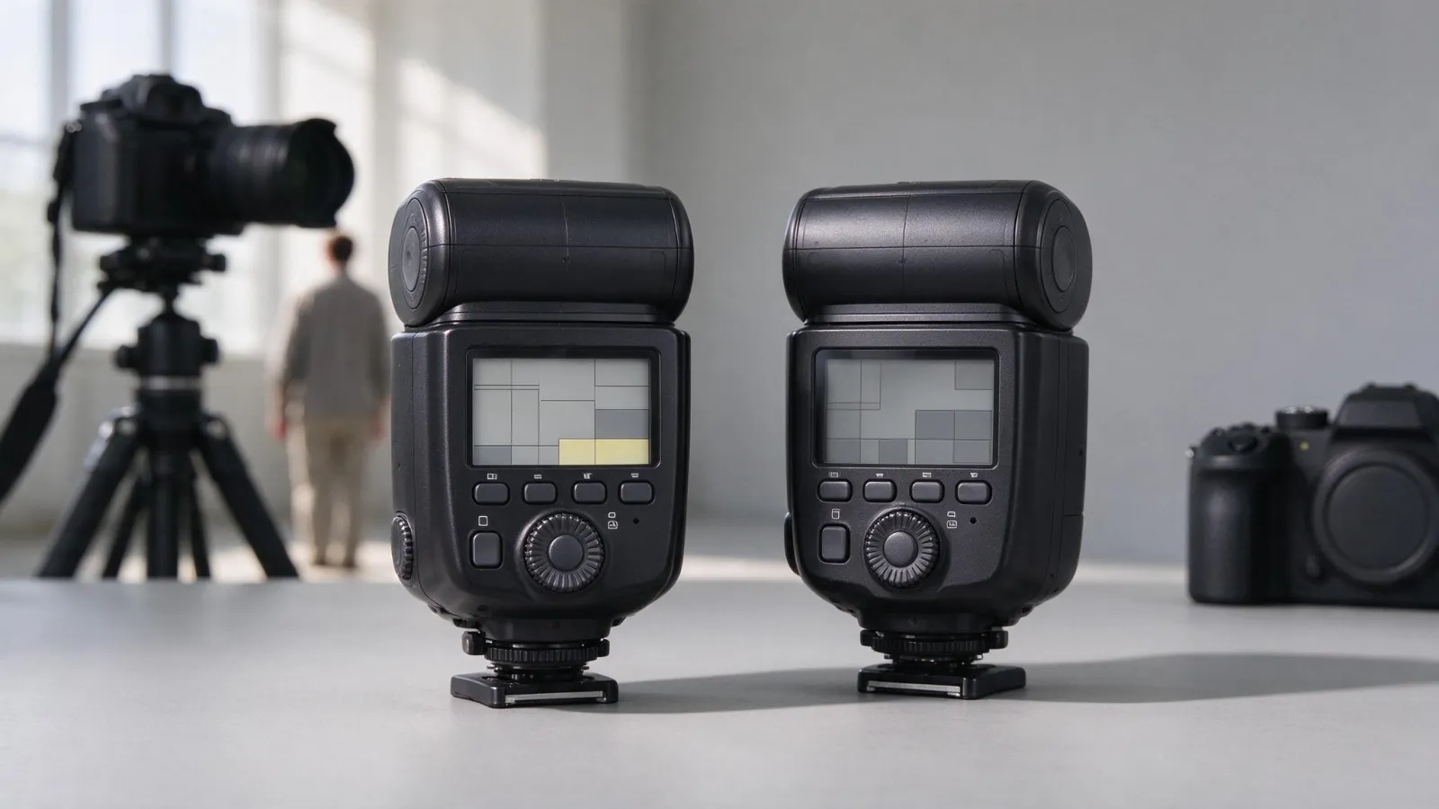 Ảnh minh hoạ TTL (đo sáng flash qua ống kính): màn hình đèn flash ở chế độ TTL với bù trừ +0
