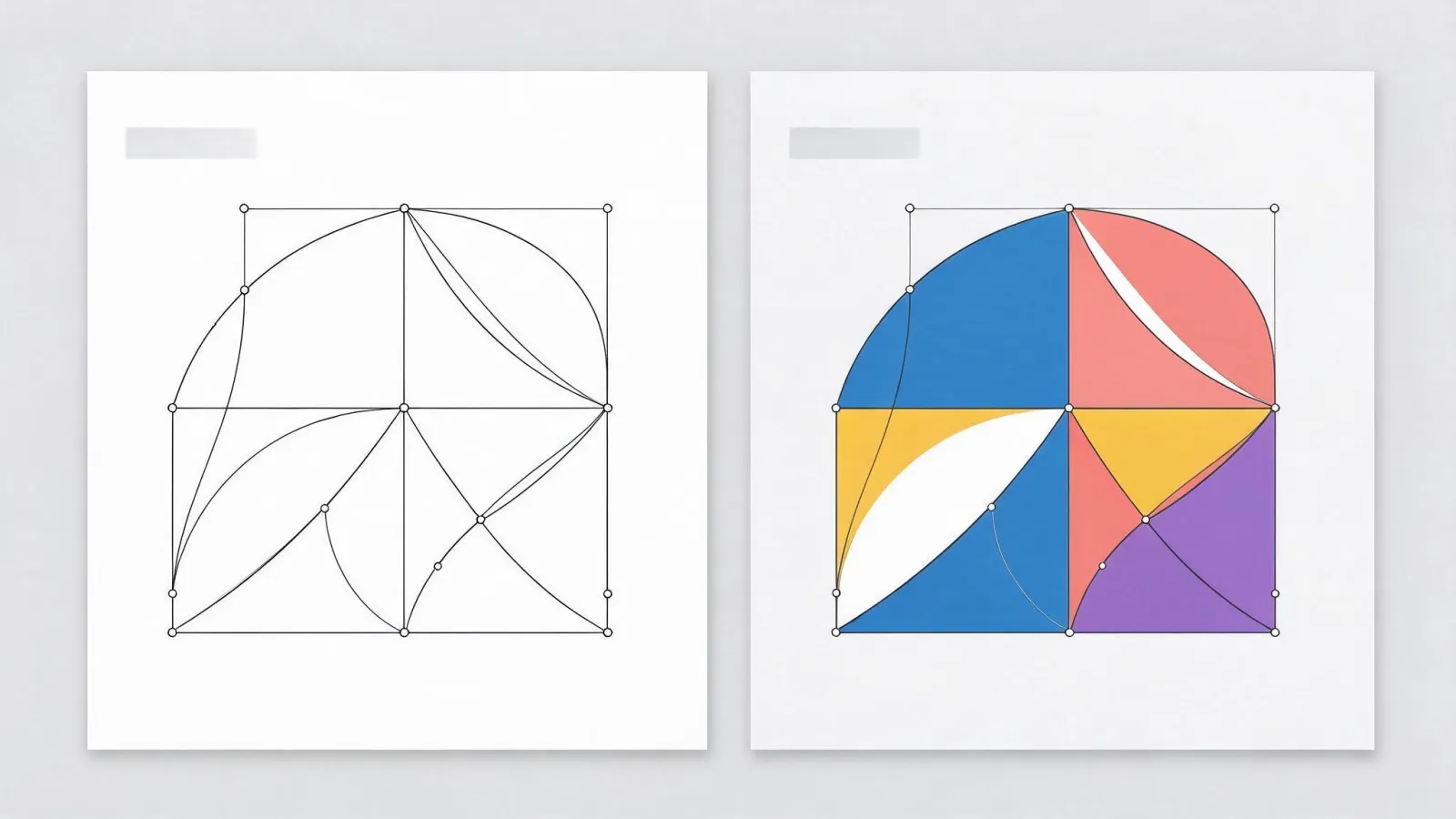 Ảnh minh hoạ Minh hoạ vector: một minh hoạ vector với chế độ xem khung đường (outline) hiện các điểm neo, đặt cạnh bản màu