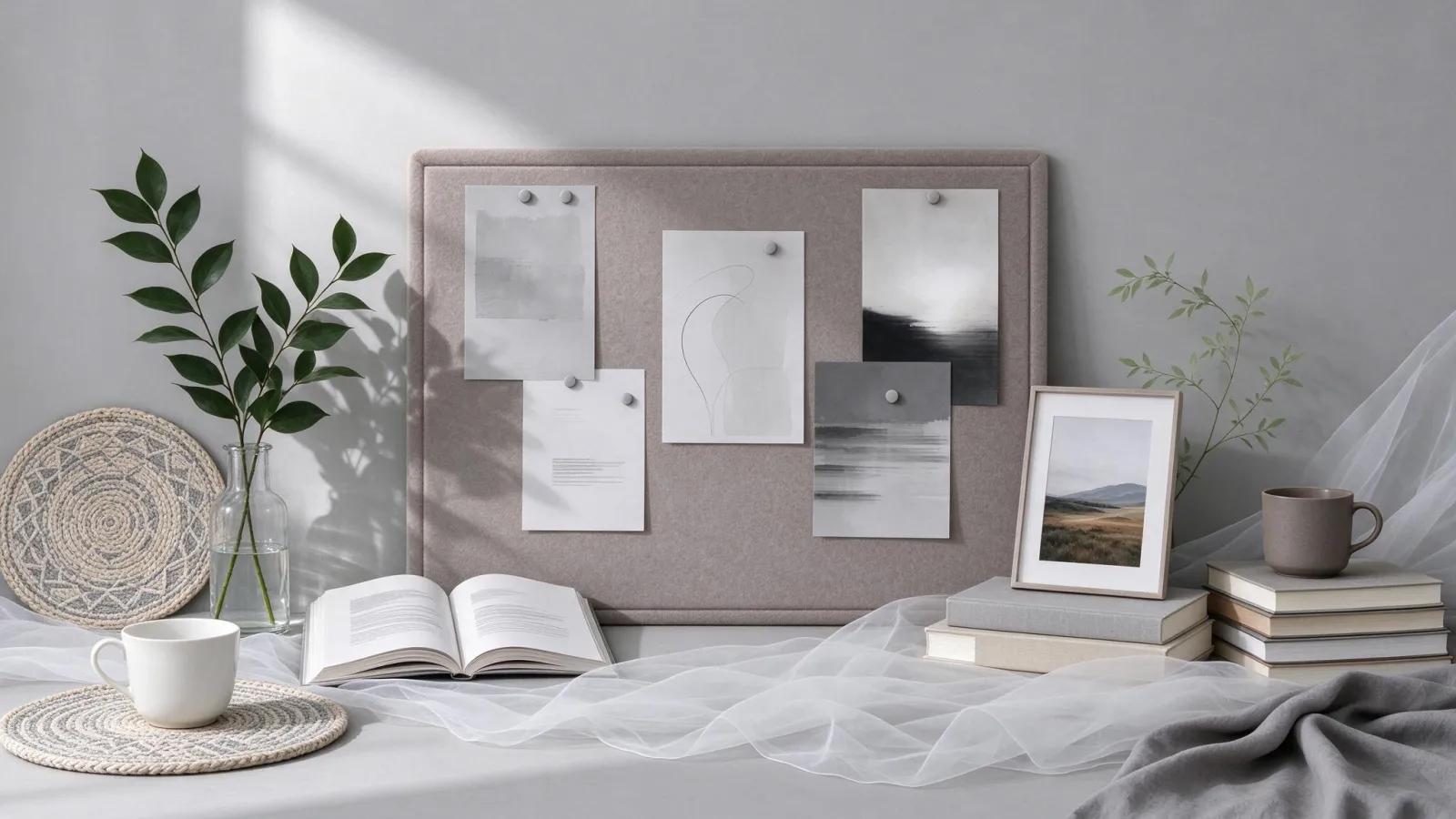 Ảnh minh hoạ Vision board: một vision board số giả định ghép ảnh CC0 và chữ mục tiêu, dạng hình nền điện thoại
